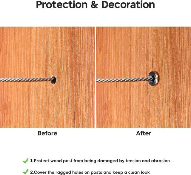 Alt view image 7 of 7 - 316 Stainless Steel Protector Sleeves Hardware Grommet Cable Railing Kit 50 Pack
