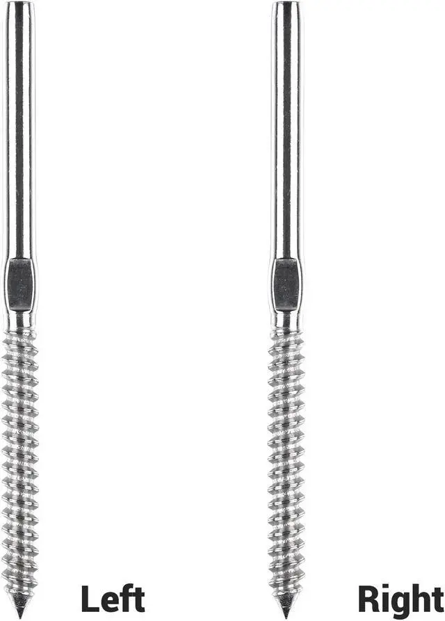 Alt view image 6 of 7 - Stainless Steel Left Right Handed Thread Swage Lag Screws Cable Railing 40 Pack