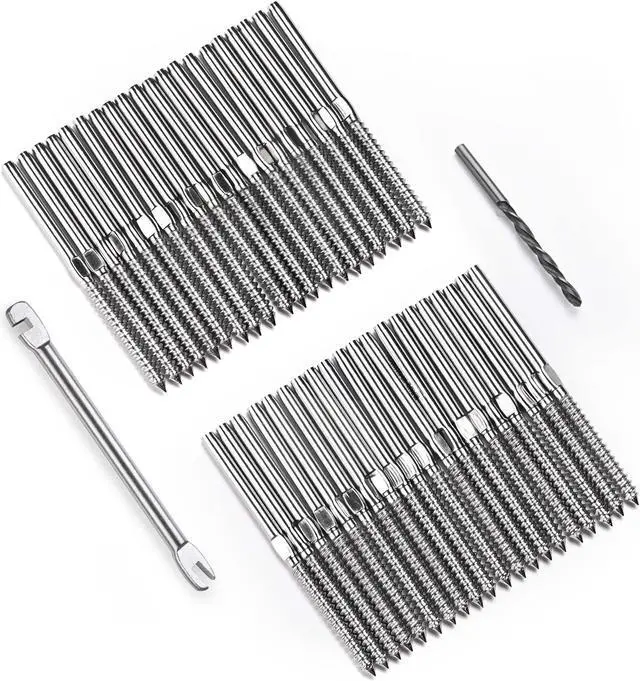 Main image of Stainless Steel Left Right Handed Thread Swage Lag Screws Cable Railing 40 Pack