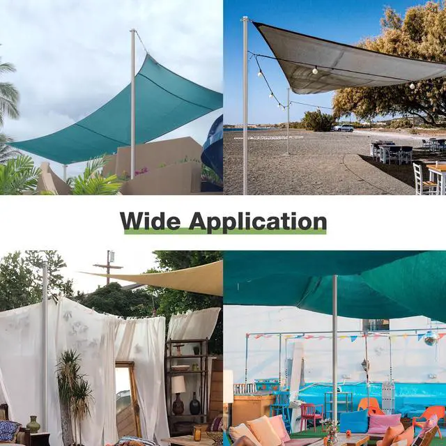 Alt view image 9 of 14 - Yescom Sun Shade Sail Extension Pole 2Ft Powder Coated Steel Replacement Pole Stand Steel Yard Sliver