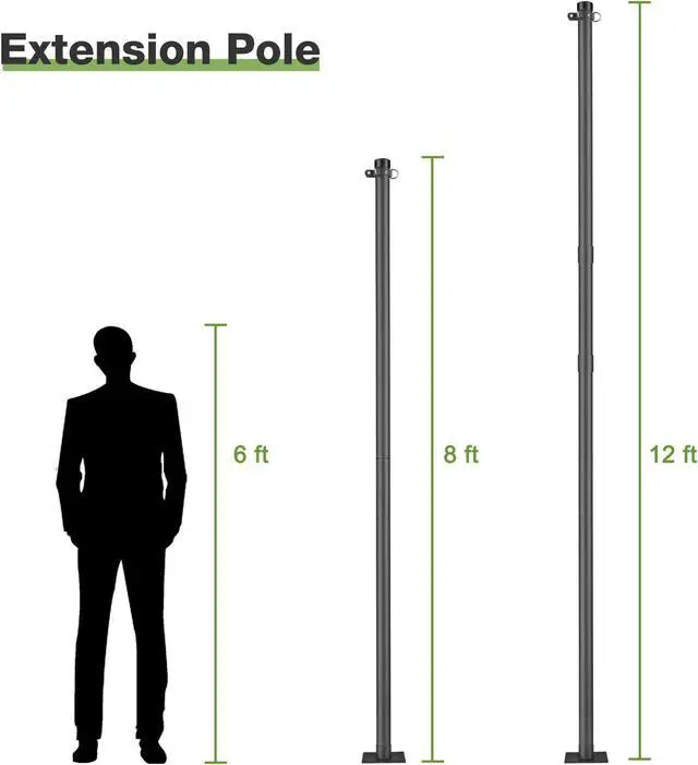 Alt view image 14 of 14 - Yescom Sun Shade Sail Extension Pole 2Ft Powder Coated Steel Replacement Pole Stand Steel Yard Sliver