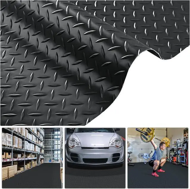 Alt view image 3 of 7 - Yescom Garage Floor Mat Roll Diamond Car Parking Protect Cover Trailer PVC 13x5 Ft for Under Car Boats Workshop 2 Pack