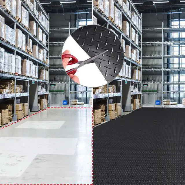 Alt view image 4 of 7 - Yescom Garage Floor Mat Roll Diamond Car Parking Protect Cover Trailer PVC 13x5 Ft for Under Car Boats Workshop 2 Pack