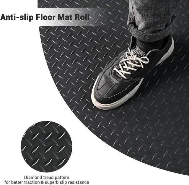 Alt view image 6 of 7 - Yescom Garage Floor Mat Roll Diamond Car Parking Protect Cover Trailer PVC 13x5 Ft for Under Car Boats Workshop 2 Pack