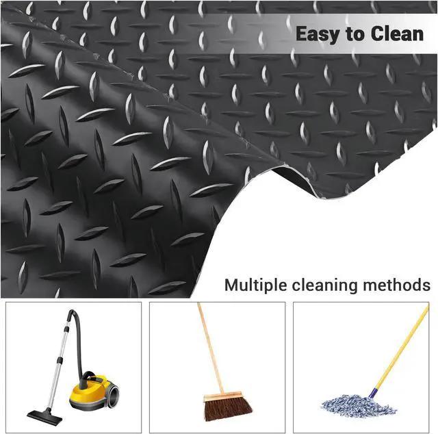 Alt view image 7 of 7 - Yescom Garage Floor Mat Roll Diamond Car Parking Protect Cover Trailer PVC 13x5 Ft for Under Car Boats Workshop 2 Pack