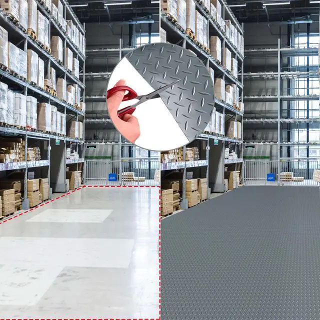 Alt view image 4 of 7 - Yescom Garage Floor Mat Roll Diamond Car Parking Protect Trailer Gray PVC 9x4 Ft DIY Cover for Under Car Motorcycle Woskshop 2 Pack