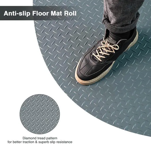 Alt view image 6 of 7 - Yescom Garage Floor Mat Roll Diamond Car Parking Protect Trailer Gray PVC 9x4 Ft DIY Cover for Under Car Motorcycle Woskshop 2 Pack