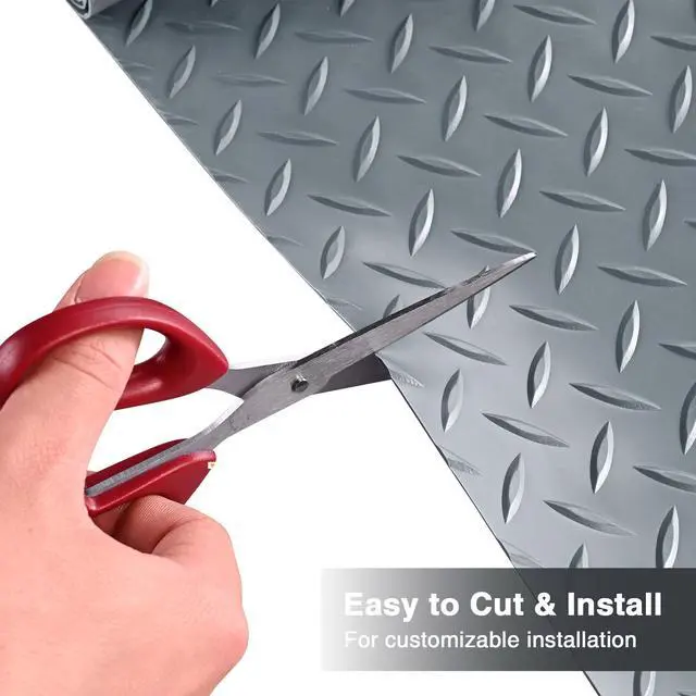 Alt view image 7 of 7 - Yescom Garage Floor Mat Roll Diamond Car Parking Protect Trailer Gray PVC 9x4 Ft DIY Cover for Under Car Motorcycle Woskshop 2 Pack