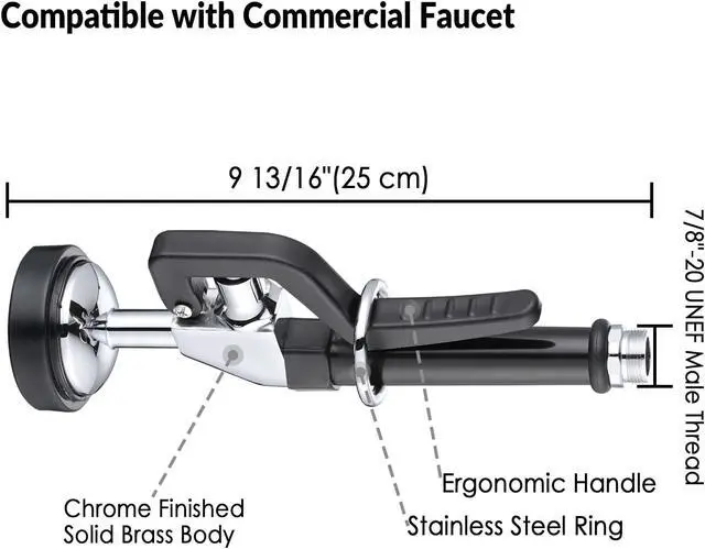 Alt view image 4 of 6 - Aquaterior Pre-Rinse Spray Valve Sprayer Head for Commercial Kitchen Sink Faucet
