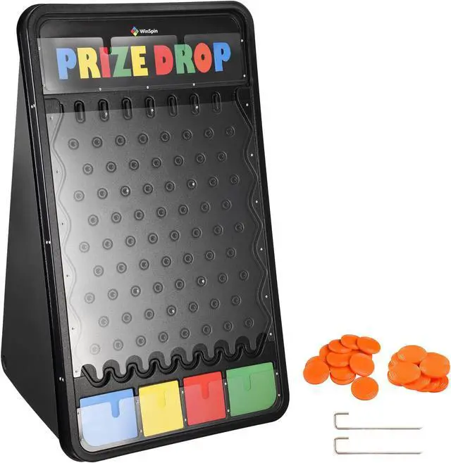 Main image of WinSpin 41x25" Large Prize Drop Board Disk Game 24 Playing Pucks Carnival Party