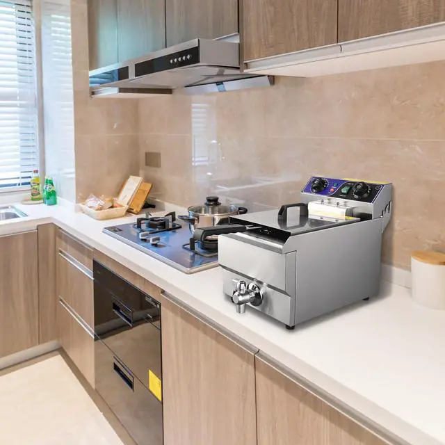 Alt view image 7 of 7 - Commercial Restaurant Electric 11.7L Deep Fryer w/ Timer and Drain Stainless Steel