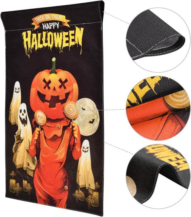 Alt view image 4 of 7 - 12"x18" Halloween Garden Flag Full Moon Ghost Pumpkin Jack O Lantern Party Decor 2025