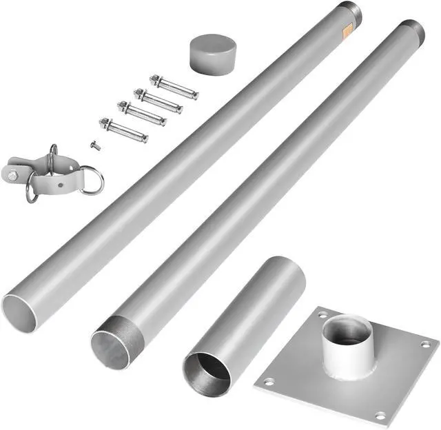 Main image of Yescom 8 Ft Sun Shade Sail Pole Post Canopy Awning Deck Patio Backyard with Pole Bracket Clamp Powder Patio Outdoor 96" Silver