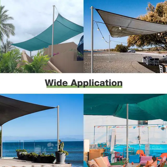 Alt view image 2 of 7 - Yescom 8 Ft Sun Shade Sail Pole Post Canopy Awning Deck Patio Backyard with Pole Bracket Clamp Powder Patio Outdoor 96" Silver