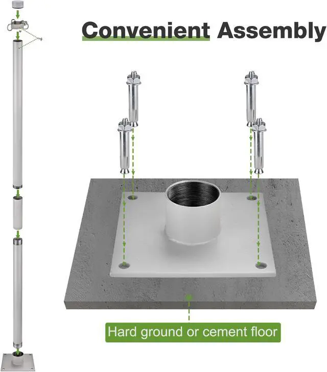 Alt view image 5 of 7 - Yescom 8 Ft Sun Shade Sail Pole Post Canopy Awning Deck Patio Backyard with Pole Bracket Clamp Powder Patio Outdoor 96" Silver