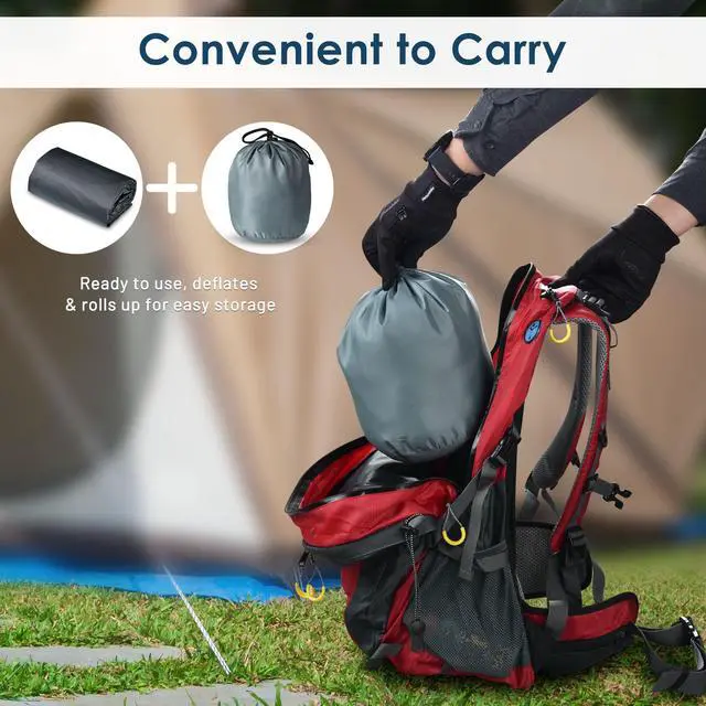 Alt view image 5 of 7 - Yescom Double Sleeping Pad 2 Person Inflatable Camping Mat w/ Pillow Foot Pump Outdoor