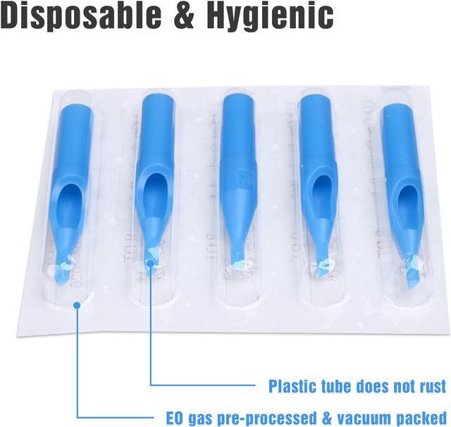 Alt view image 3 of 7 - 100 Piece Tattoo Tips Tubes 10 Sizes Disposable for Needles Round Diamond Flat