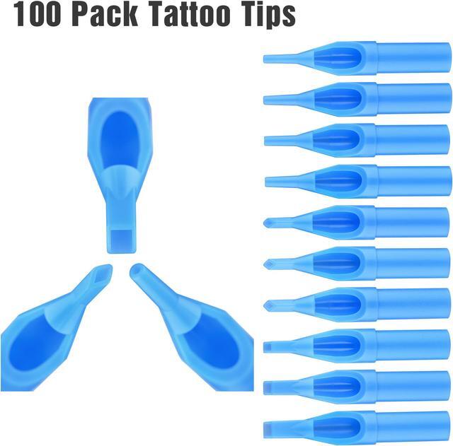 Alt view image 2 of 7 - 100 Piece Tattoo Tips Tubes 10 Sizes Disposable for Needles Round Diamond Flat