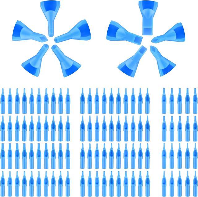 Alt view image 6 of 7 - 100 Piece Tattoo Tips Tubes 10 Sizes Disposable for Needles Round Diamond Flat