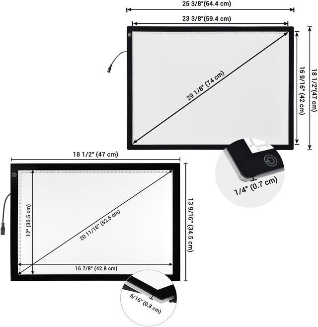 LED Drawing Board Tracing Light Pad Artist Stencil Tattoo Dimming A3 A4 2  Pack 