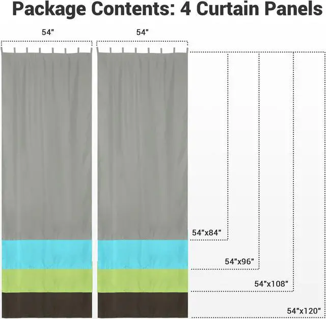 Alt view image 6 of 7 - Yescom 54"x108" Outdoor Privacy Curtain Panel Tab Top UV30+ Porch Pergola Deck 4 Piece