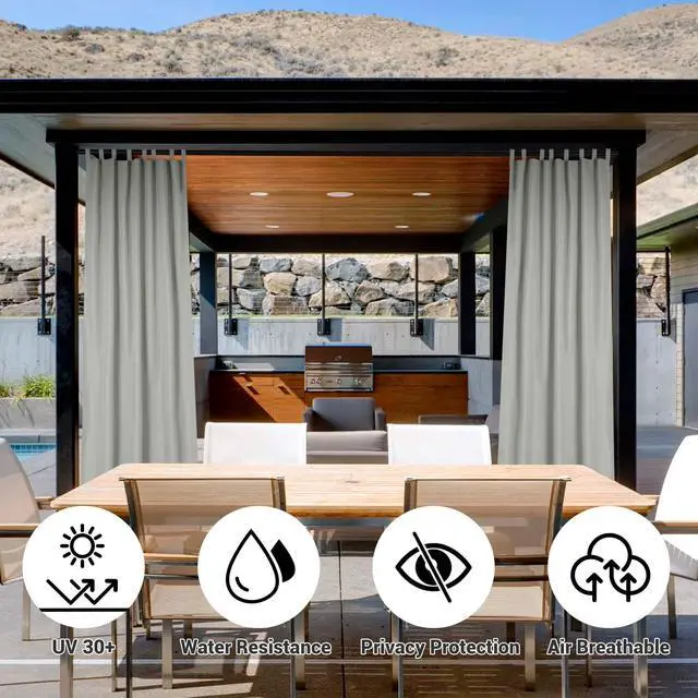 Alt view image 4 of 7 - Yescom 54"x96" Outdoor Curtain Tab Top Drape UV30+ Pergola Porch Cabana Garden 2 Pack