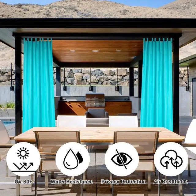 Alt view image 4 of 7 - Yescom 54"x96" Outdoor Privacy Curtain Tab Top Drape UV30+ Pergola Porch Garden 2 Pack