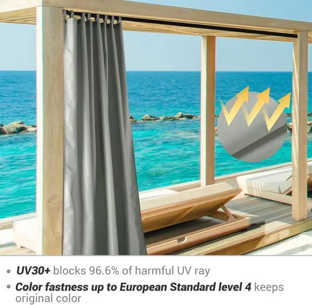 Alt view image 7 of 7 - Yescom 54"x108" Outdoor Privacy Curtain Tab Top UV30+ Garden Lawn Pergola Patio 4 Piece