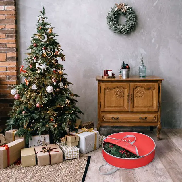 Alt view image 4 of 7 - Yescom 25" Christmas Wreath Storage Bag Zipper Handle Garland Holiday Container