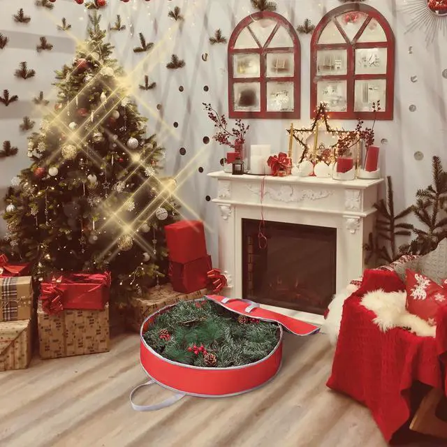 Alt view image 5 of 7 - Yescom 25" Christmas Wreath Storage Bag Zipper Handle Garland Holiday Container