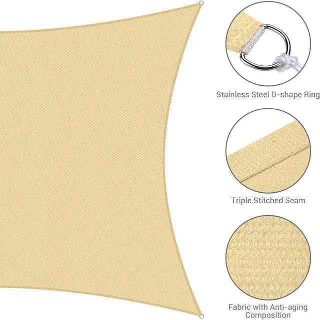 Alt view image 5 of 7 - Yescom 10x13 Ft 97% UV Block Rectangle Sun Shade Sail HDPE Canopy Patio Garden