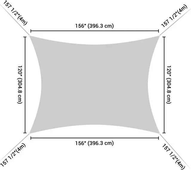 Alt view image 7 of 7 - Yescom 10x13 Ft 97% UV Block Rectangle Sun Shade Sail HDPE Canopy Patio Garden