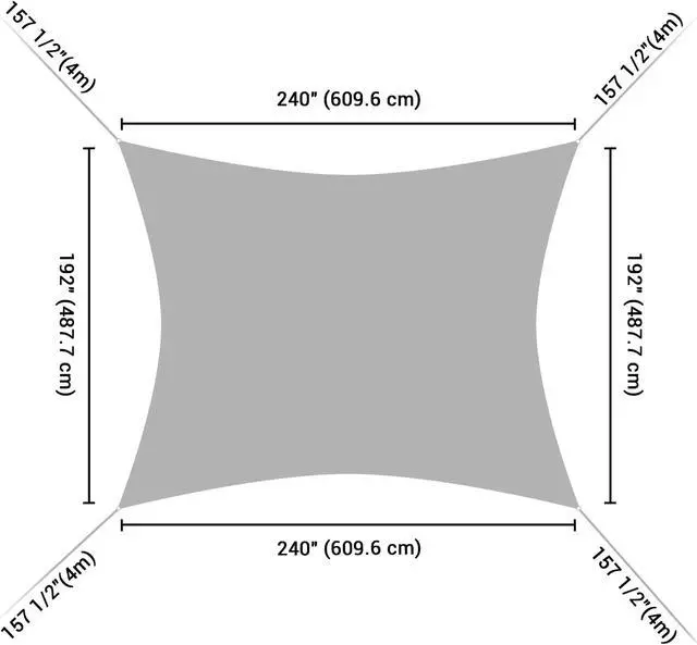 Alt view image 7 of 7 - Yescom 16x20 Ft 97% UV Block Rectangle Sun Shade Sail HDPE Canopy Patio Garden