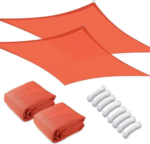 Alt view image 5 of 7 - Yescom 2 Pack 16x12 Ft 97% UV Block Rectangle HDPE Sun Shade Sail Heavy Duty Canopy