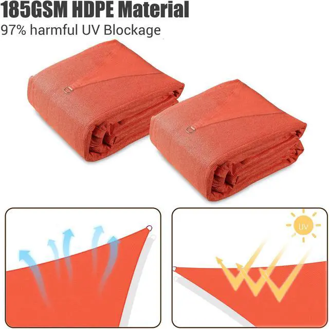 Alt view image 6 of 7 - Yescom 2 Pack 16x12 Ft 97% UV Block Rectangle HDPE Sun Shade Sail Heavy Duty Canopy