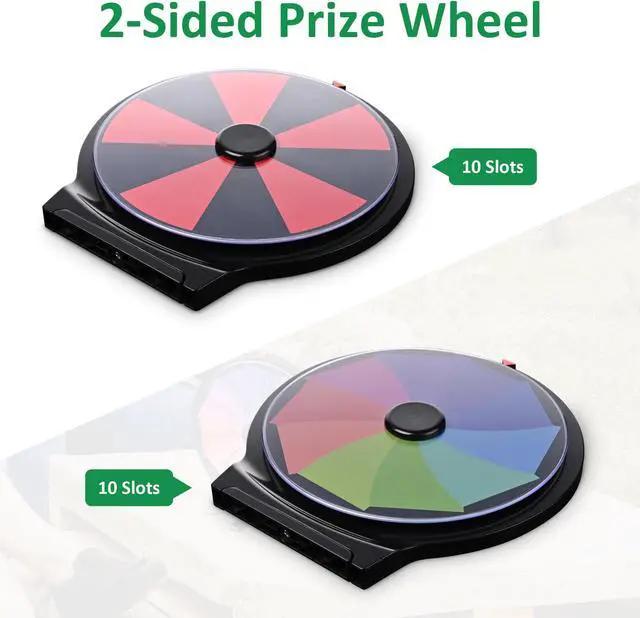 Alt view image 2 of 7 - WinSpin 10" Double Sided Prize Wheel 10 Slots Spinning Game Dry Erase Carnival