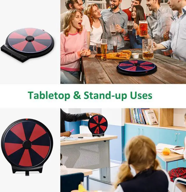 Alt view image 3 of 7 - WinSpin 10" Double Sided Prize Wheel 10 Slots Spinning Game Dry Erase Carnival