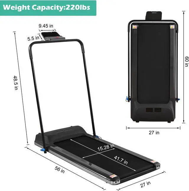 Alt view image 8 of 13 - 1100W Folding Electric Treadmill Portable Power Motorized Machine Running Jogging Gym Fitness