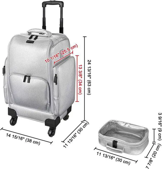 Alt view image 7 of 7 - Byootique Soft Sided Rolling Makeup Train Case Cosmetic Organizer Travel Trolley