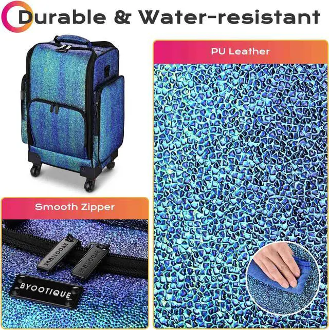 Alt view image 5 of 7 - Byootique Soft Sided Rolling Makeup Train Case Cosmetic Organizer Trolley Artist
