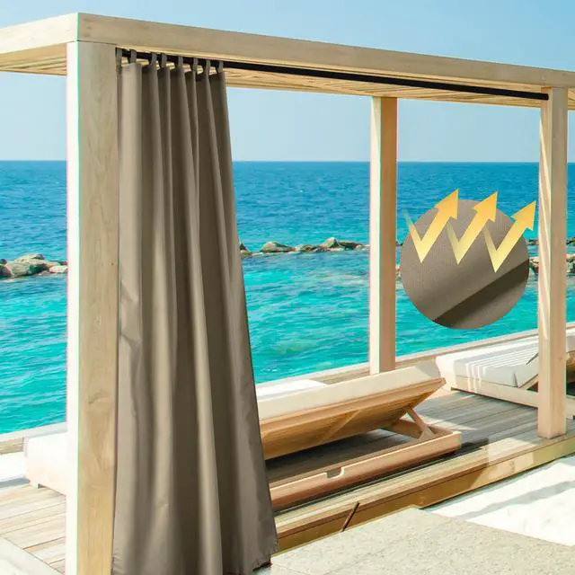 Alt view image 3 of 7 - Yescom 54"x108" Outdoor Privacy Curtain Panel Tab Top UV30+ Patio Lanai Pergola 4 Piece