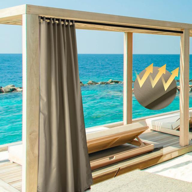 Alt view image 3 of 7 - Yescom 54"x108" Outdoor Privacy Curtain Panel Tab Top UV30+ Patio Lanai Pergola 8 Piece
