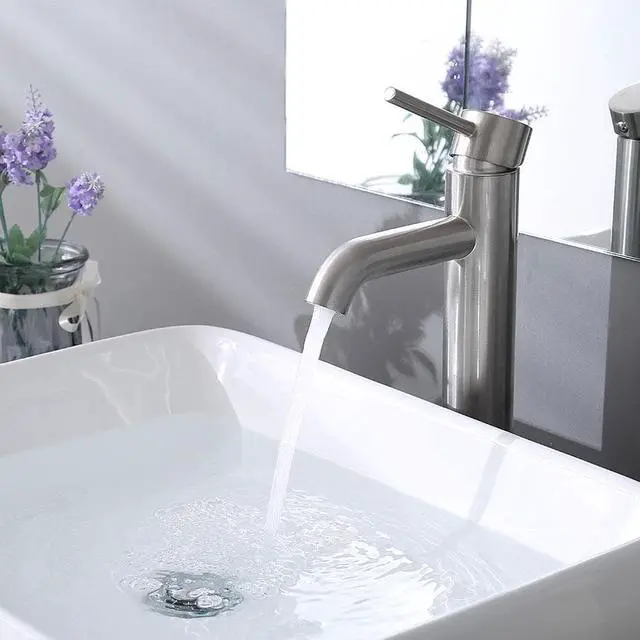 Alt view image 9 of 13 - 12" Modern Bathroom Lavatory Vessel Sink Faucet Single Handle Brushed Nickel