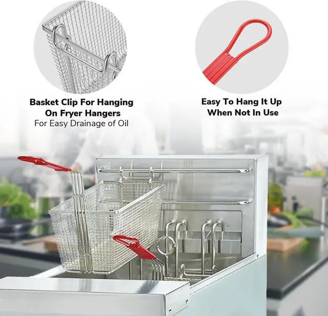 Alt view image 2 of 7 - WeChef 4 Pack Deep Fryer Baskets 13" x 6" x 6" Nickel Plating Heavy Duty Construction Fryer Basket with non-slip Handle for Commercial Restaurant Roadside Stall Red