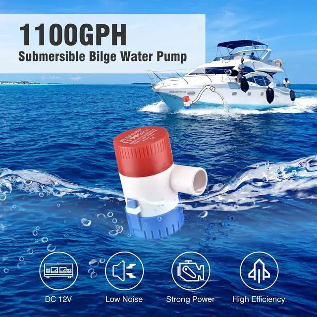 Alt view image 2 of 7 - 1100GPH 12V Electric Marine Submersible Bilge Sump Water Pump for Boat Yacht