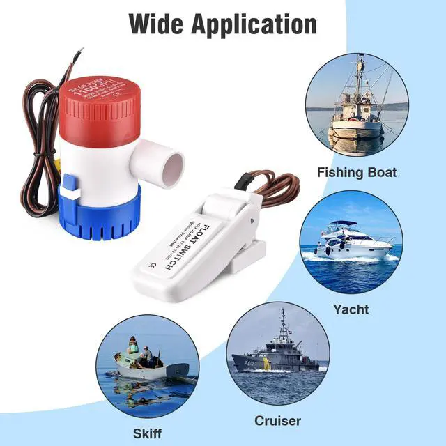 Alt view image 4 of 7 - 1100GPH 12V Electric Marine Submersible Bilge Sump Water Pump for Boat Yacht