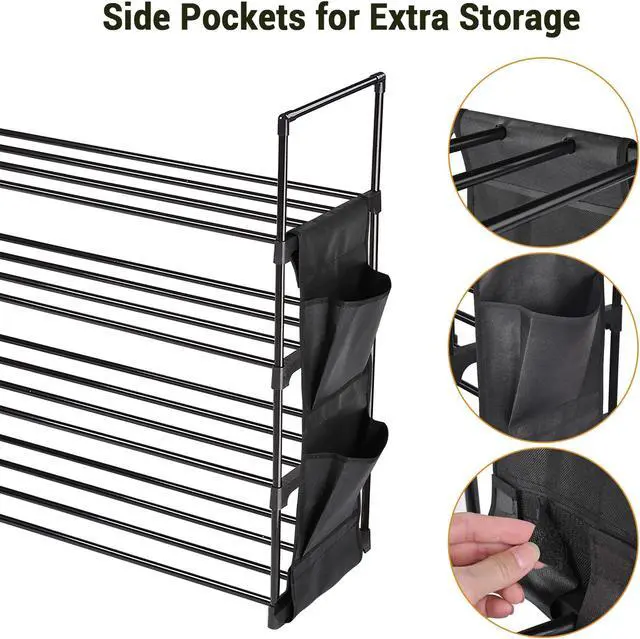 Alt view image 2 of 7 - Yescom 2 Pack 4 Tier Shoe Rack Shelf Metal Shoe Tower 16 Pairs Shoe Storage Organizer Unit Entryway Closet Dorm Shelf Stackable Cabinet