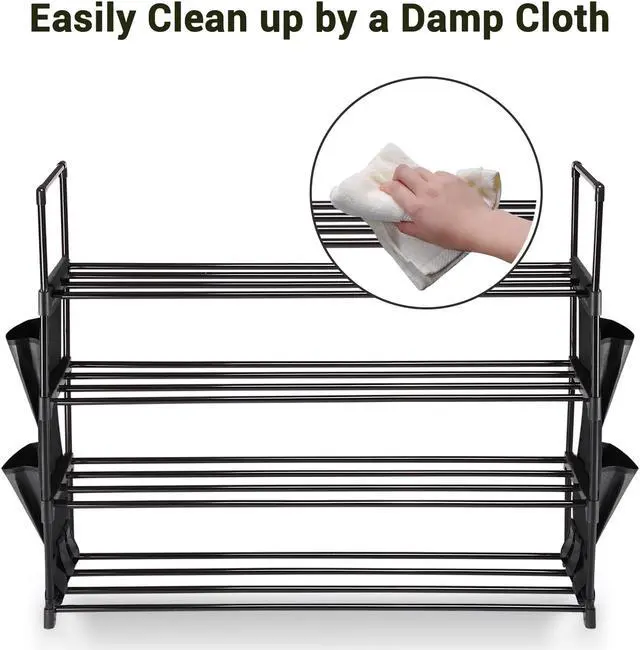 Alt view image 3 of 7 - Yescom 2 Pack 4 Tier Shoe Rack Shelf Metal Shoe Tower 16 Pairs Shoe Storage Organizer Unit Entryway Closet Dorm Shelf Stackable Cabinet