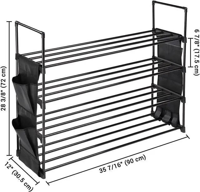 Alt view image 7 of 7 - Yescom 2 Pack 4 Tier Shoe Rack Shelf Metal Shoe Tower 16 Pairs Shoe Storage Organizer Unit Entryway Closet Dorm Shelf Stackable Cabinet