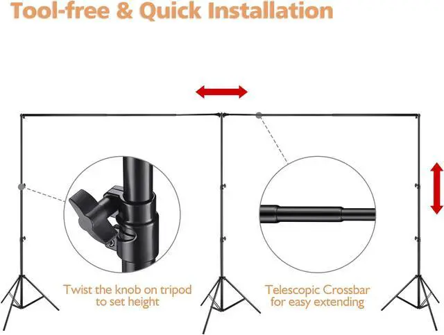 Alt view image 5 of 7 - 10x20 Ft Photo Backdrop Stand Kit Tripod Crossbar for Video Studio TV Station